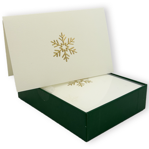Golden Snowflake Embossed Note Cards