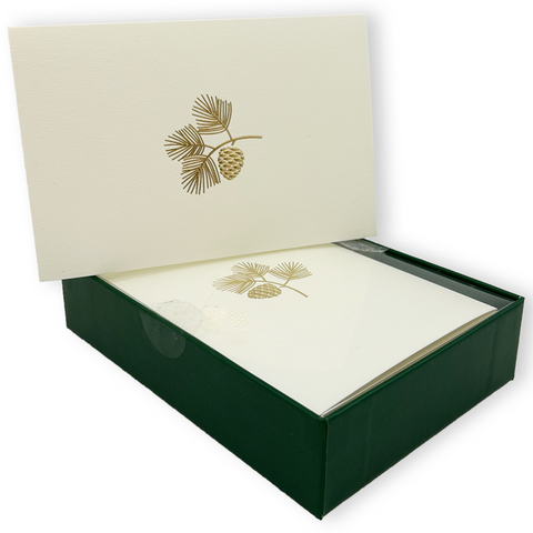Golden Pinecone Embossed Note Cards