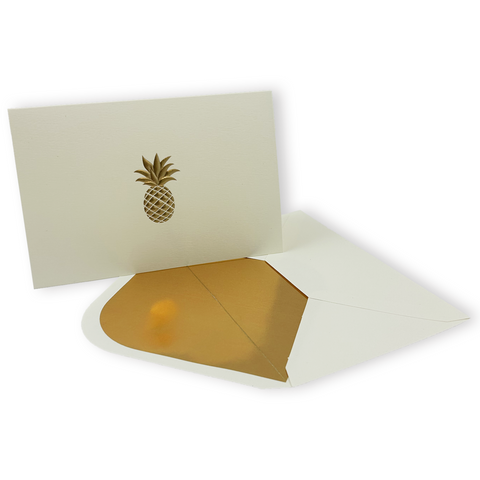 Golden Pineapple Embossed Note Cards