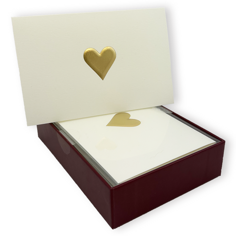 Golden Heart Embossed Note Cards