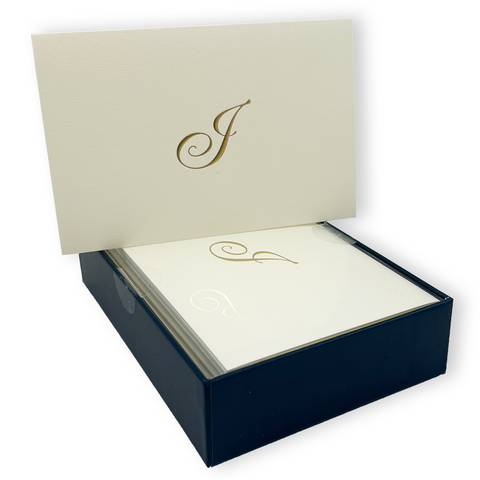 Monogram "J" Embossed Note Cards