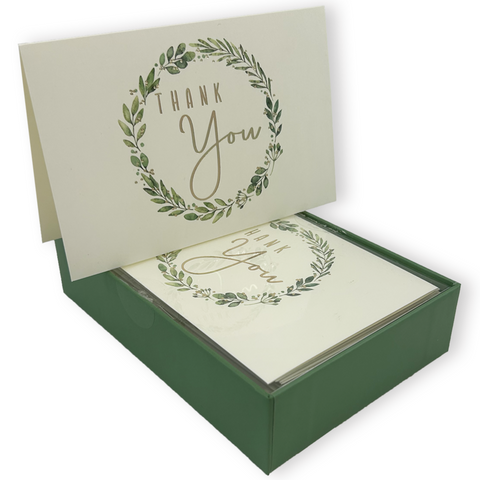 Sage Wreath Thank You Note Cards