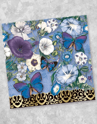 Flowers & Flutters Blue Beverage Napkins (40 Count)