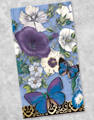 Flowers & Flutters Blue Guest Towel Napkins (16 Count)