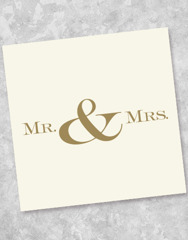 Golden Mr & Mrs Beverage Napkins (40 Count)