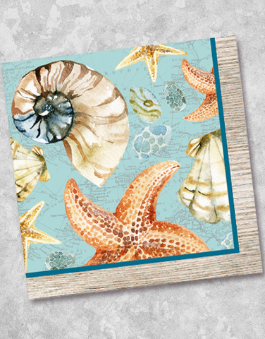 Watercolor Shells Luncheon Napkins (40 Count)