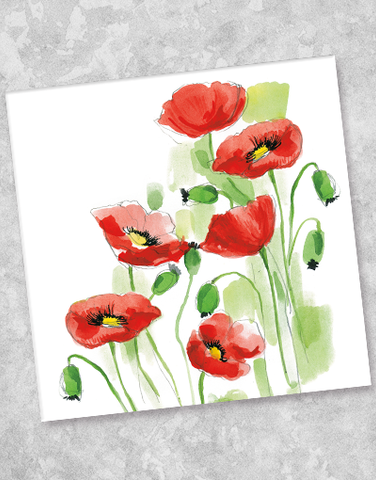 Poppies Beverage Napkins (36 Count)