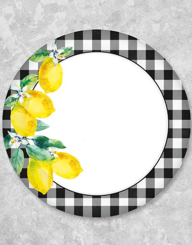 Gingham Lemons Dessert Plates (15 Count)