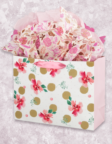 Gold Dots and Flowers (Market) Gift Bags