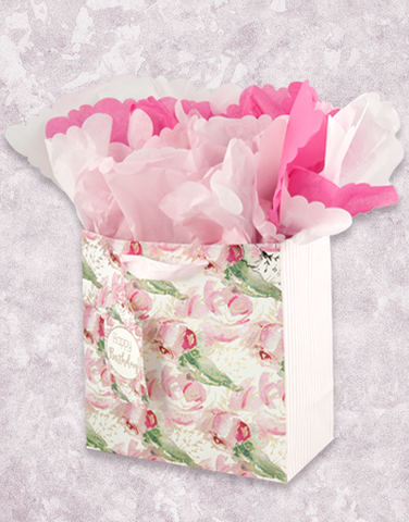Watercolor Roses (Medium Square) Gift Bags