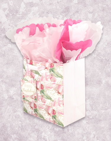 Watercolor Roses (Medium Square) Gift Bags