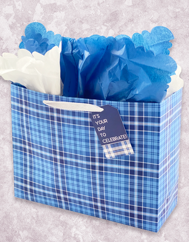 Classic Blue Plaid (Garden) Gift Bags