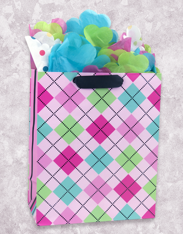 Pink Party Argyle Gift Bags