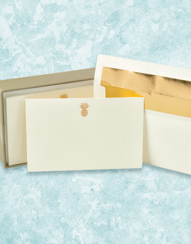 Golden Pineapple Flat Correspondence Cards