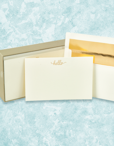 Golden Hello Flat Correspondence Cards