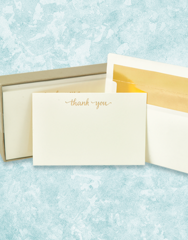 Golden Thank You Flat Correspondence Cards