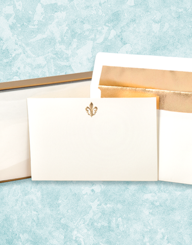 Golden Fleur De Lis Flat Correspondence Cards