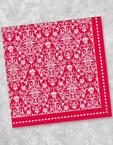 Red Filigree Beverage Napkins