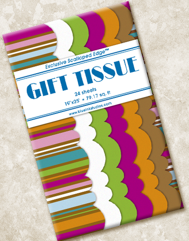 Cocoa Stripe Scalloped Tissue Paper