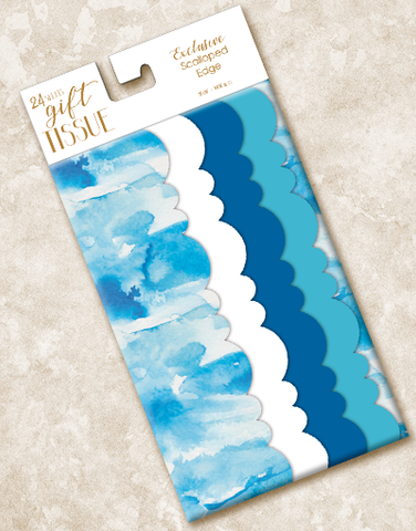 Blue Waves Scalloped Tissue Paper