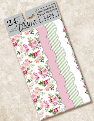 Pink Roses Scalloped Tissue Paper