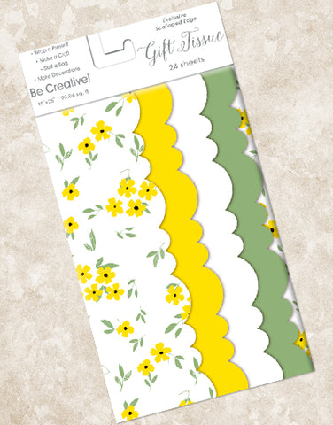 Sweet Yellow Blooms Scalloped Tissue Paper