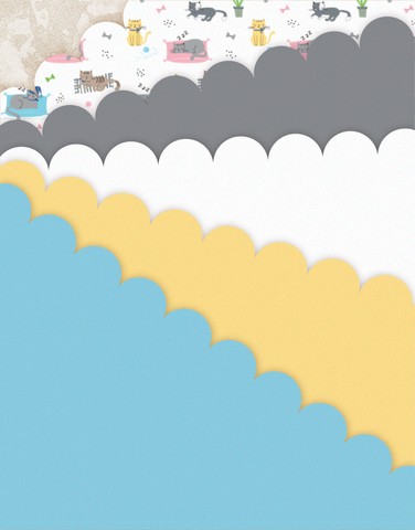 Sleepy Kitties Scalloped Tissue Paper