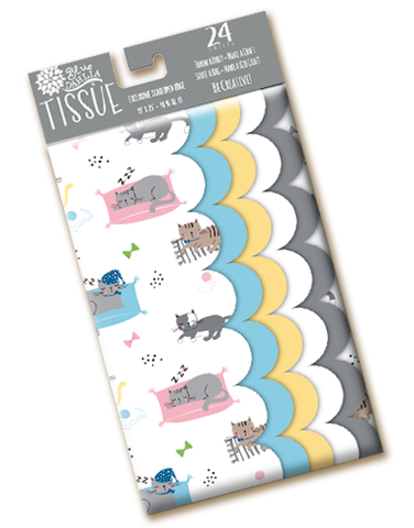 Sleepy Kitties Scalloped Tissue Paper