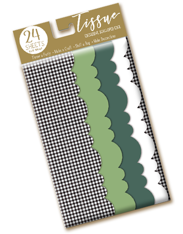 Forest Check Scalloped Tissue Paper