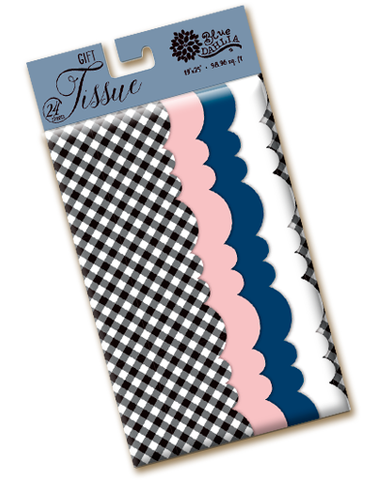 Navy Check Mate Scalloped Tissue Paper