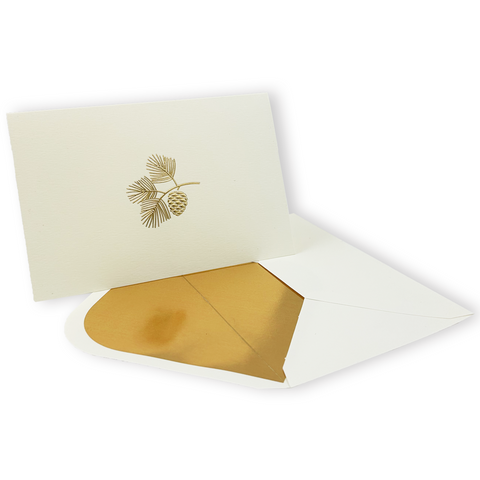Golden Pinecone Embossed Note Cards