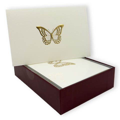 Golden Butterfly Embossed Note Cards