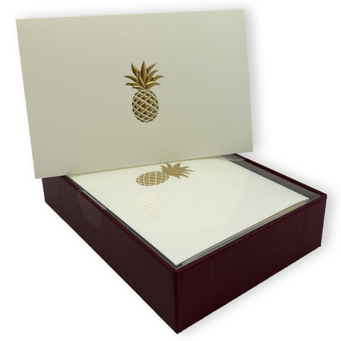 Golden Pineapple Embossed Note Cards