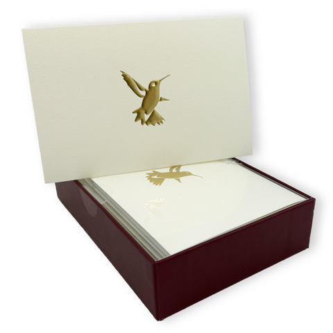 Golden Hummingbird Embossed Note Cards