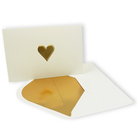 Golden Heart Embossed Note Cards