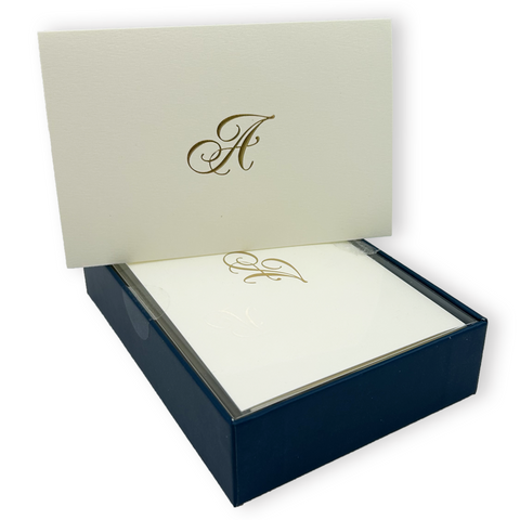 Monogram "A" Embossed Note Cards
