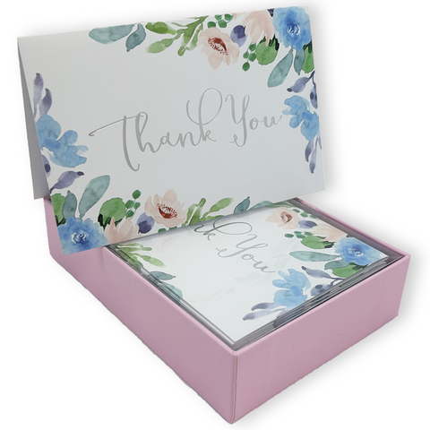Blue Blooms Thank You Note Cards
