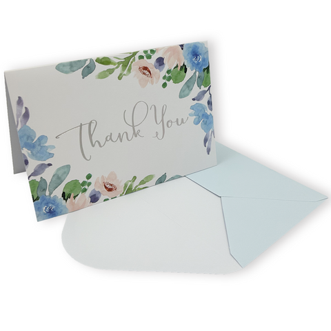 Blue Blooms Thank You Note Cards