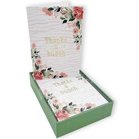 Striped Rose Garden Thank You Note Cards
