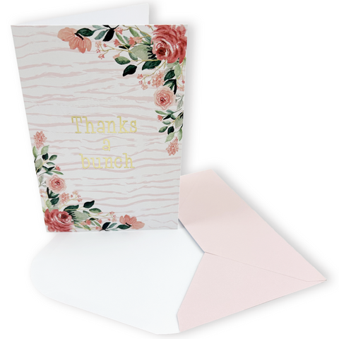 Striped Rose Garden Thank You Note Cards