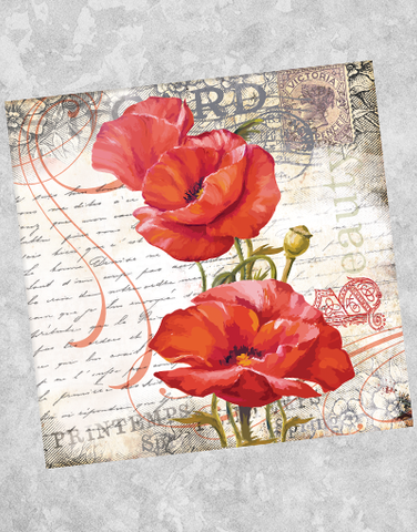 Red Red Poppies Beverage Napkins (40 Count)