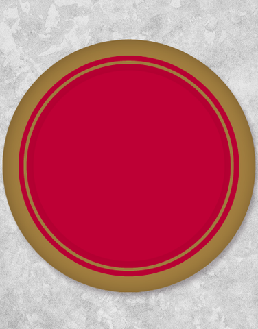Gold Trim Elegance Red Dinner Plates (18 Count)