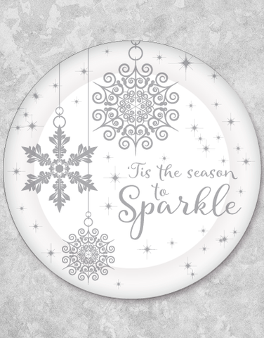 Twinkling Snowflakes Silver Dinner Plates (18 Count)