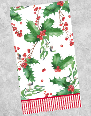 Holiday Watercolor Holly Guest Towel Napkins (40 Count)