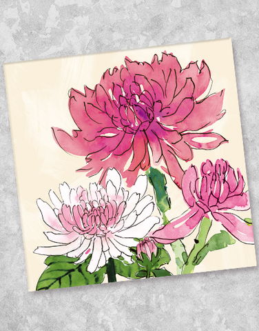 Watercolor Mums Luncheon Napkins (40 Count)