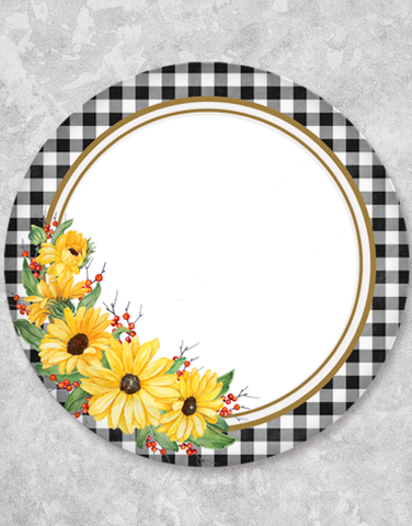 Floral Gingham Dinner Plates (15 Count)