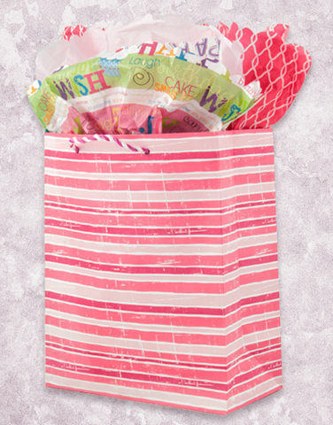 Distressed Stripes Pink (Garden) Gift Bags