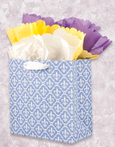 Ornamental Fleur di Lis Periwinkle (Medium Square) Gift Bags