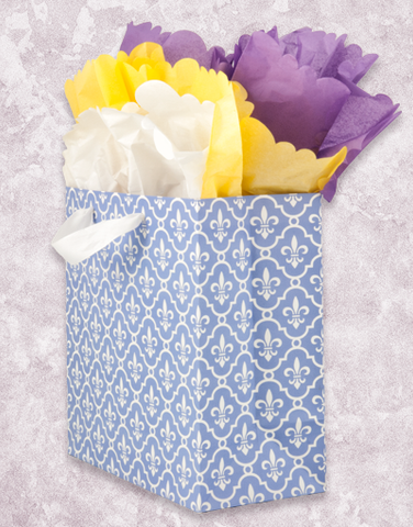 Ornamental Fleur di Lis Periwinkle (Medium Square) Gift Bags