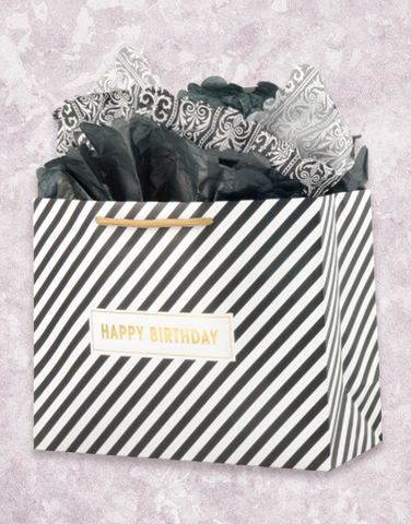 Black & Gold Stripes Birthday (Market) Gift Bags